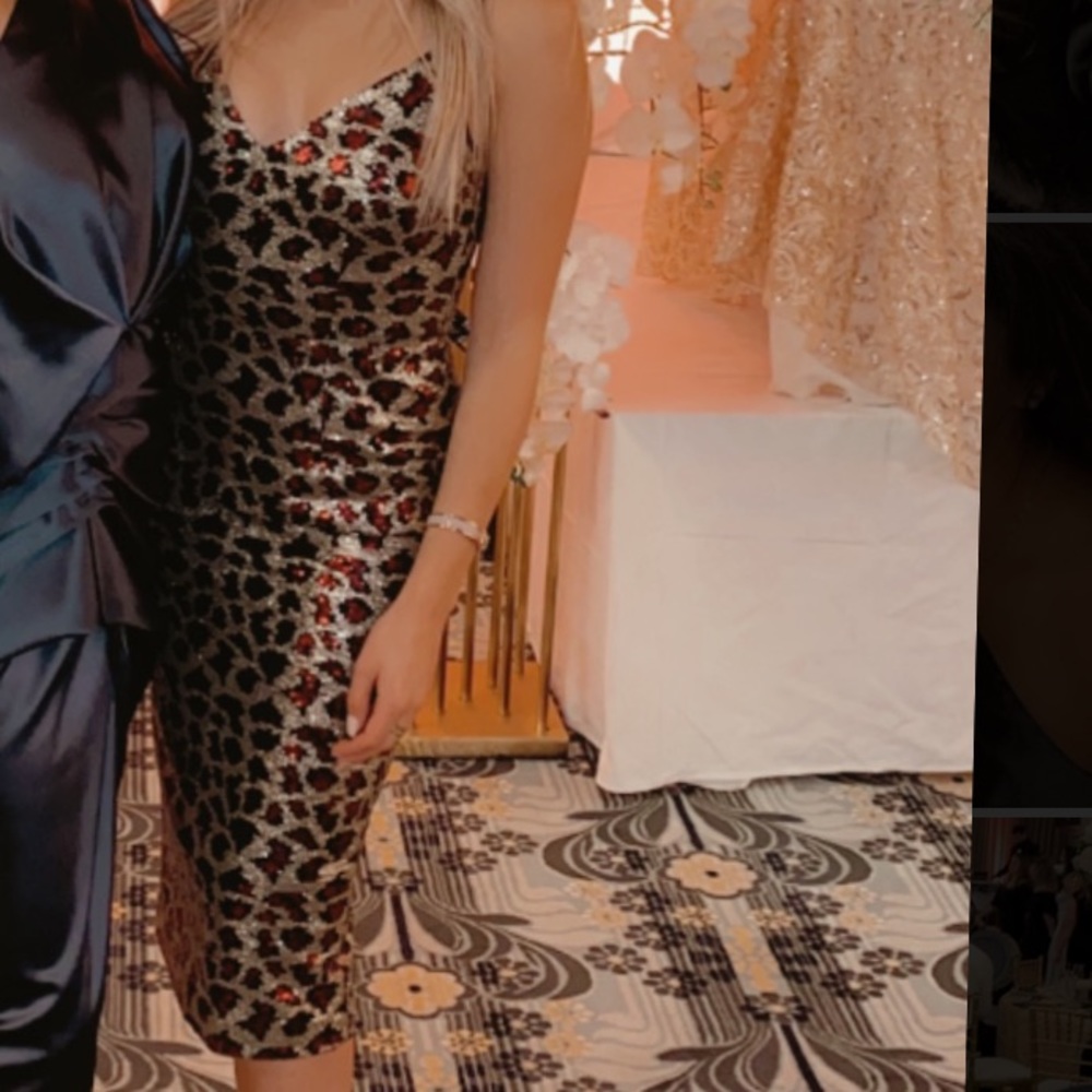 Black Halo Leopard Print dress
